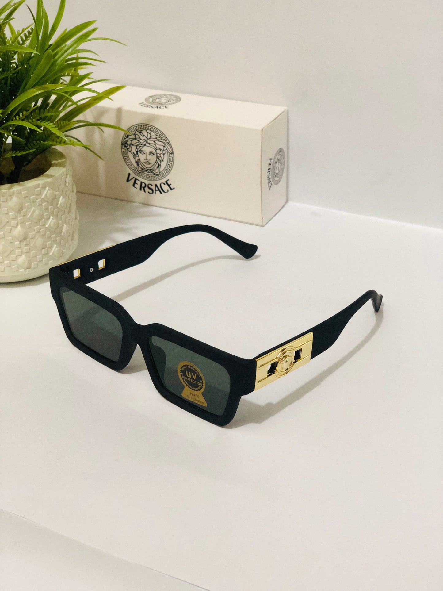 Versace Gold Accent Square Shades