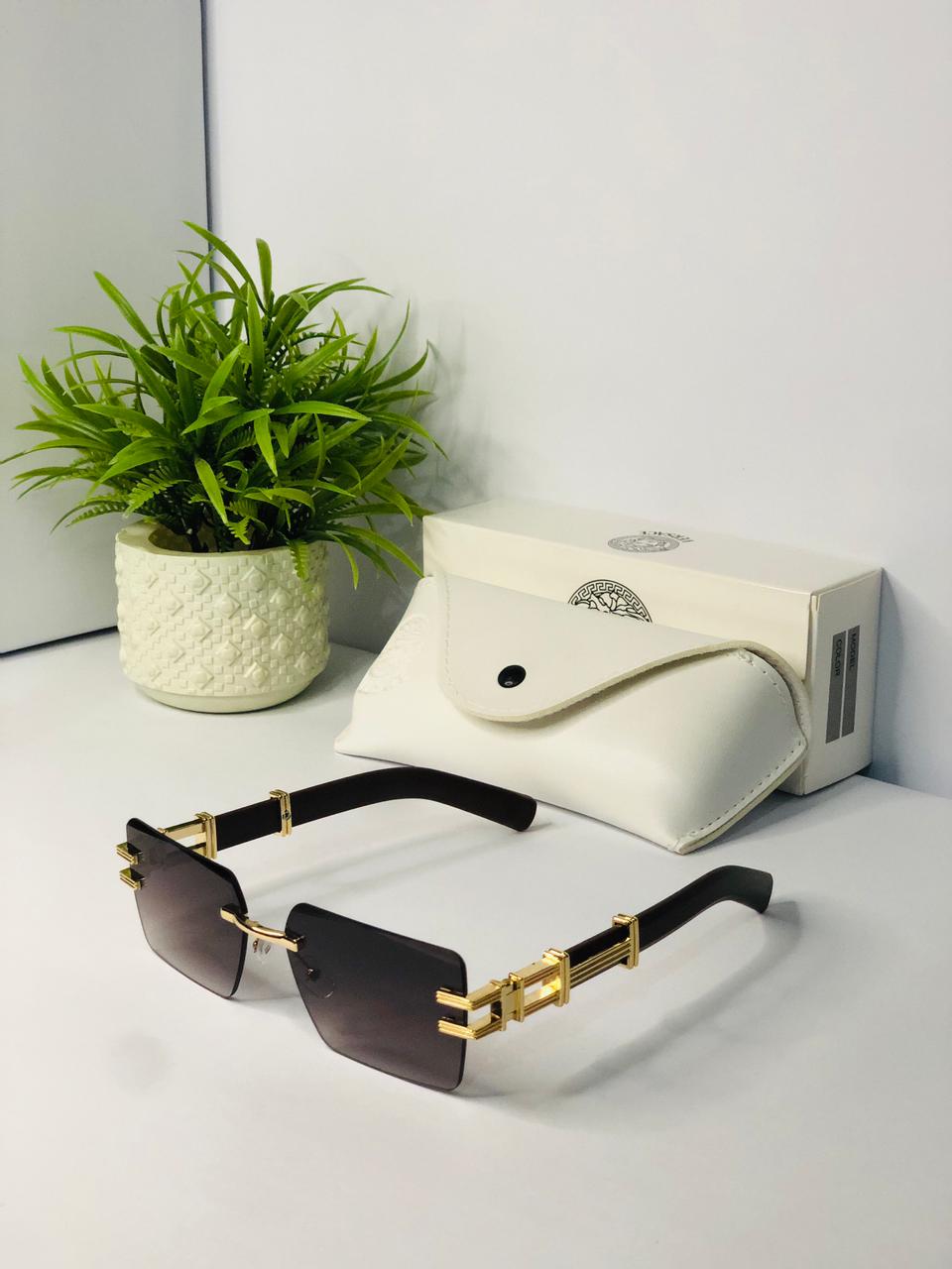 Gold & Ebony Rimless Rectangles